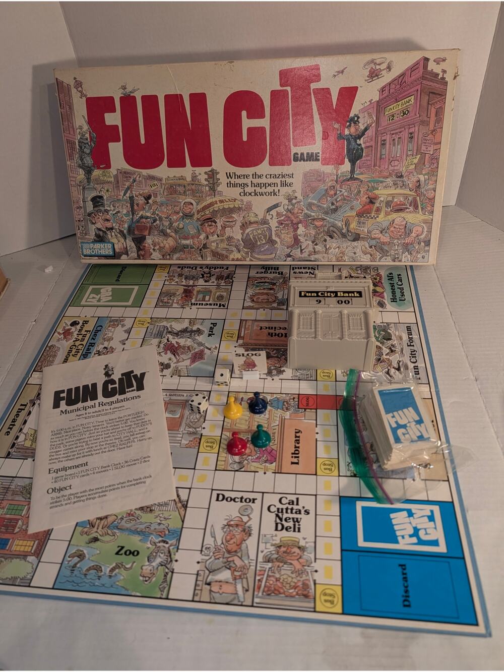 Vintage 1987 PB Fun City Board Game Complete